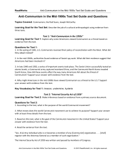 Anti‐Communism in the Mid‐1900s Text Set Guide and Questions