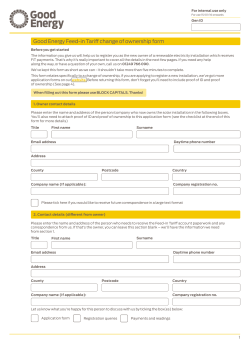 Good Energy Feed-in Tariff change of ownership form