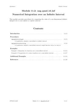 Module 11.2: nag quad 1d inf Numerical Integration over an Infinite