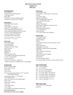 School Supply List 2016 - Blessed Sacrament Catholic School