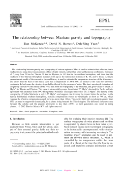 The relationship between Martian gravity and topography