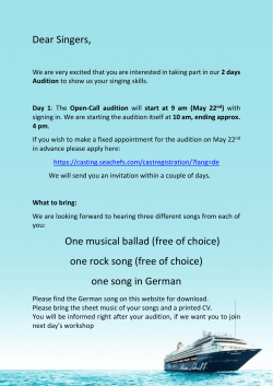 Dear Singers, One musical ballad (free of choice) one rock song