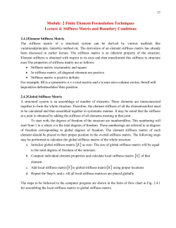 Stiffness Matrix and Boundary Conditions
