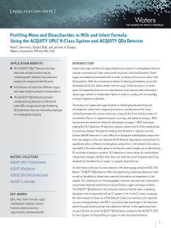 Profiling Mono and Disaccharides in Milk and Infant Formula Using