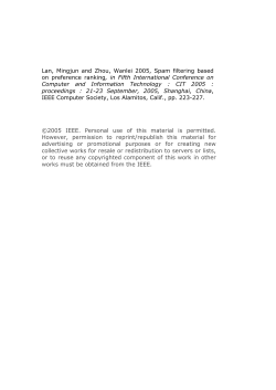 Lan, Mingjun and Zhou, Wanlei 2005, Spam filtering - DRO