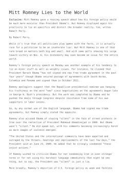 Mitt Romney Lies to the World