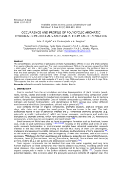 occurrence and profile of polycyclic aromatic hydrocarbons in coals