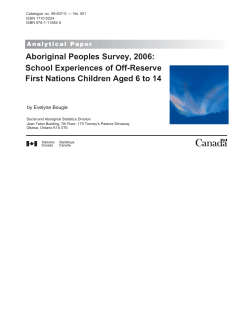 School Experiences of Off-Reserve First Nations Children Aged 6 to 14