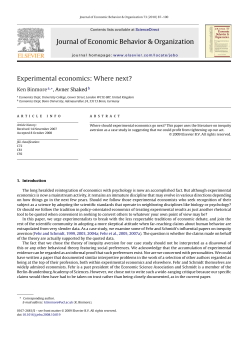 Experimental Economics: Where Next?