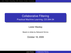 Collaborative Filtering - Practical Machine Learning, CS 294-34