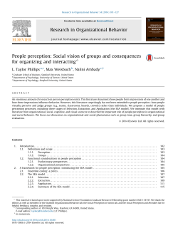 People perception: Social vision of groups and consequences for