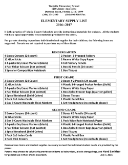 Student Supply List SY 2016 - Westside