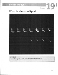 Earth`s Motions What is a lunar eclipse?