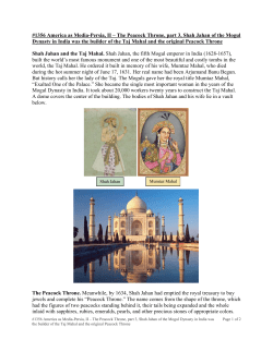 The Peacock Throne, part 3, Shah Jahan of the Mogul Dynasty
