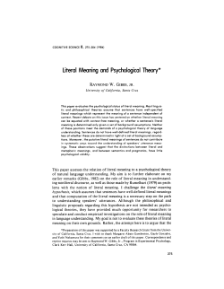 Literal Meaning and Psychological Theory