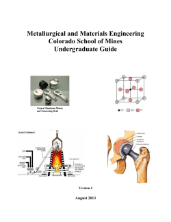Metallurgical and Materials Engineering Colorado School of Mines
