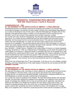 PRESIDENTIAL THANKSGIVING PROCLAMATIONS 1930