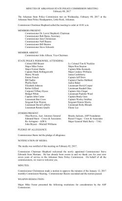 MINUTES OF ARKANSAS STATE POLICE COMMISSION MEETING