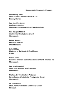Signatories to Statement of Support Pastor Doug Mork Cross of