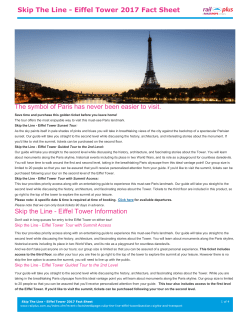 Skip The Line - Eiffel Tower 2017 Fact Sheet