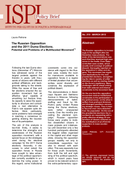 Abstract The Russian Opposition and the 2011 Duma Elections.