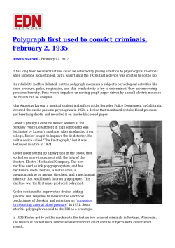 Polygraph first used to convict criminals, February 2, 1935