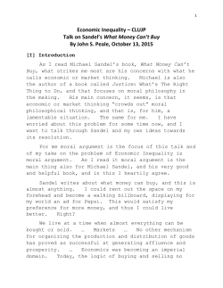 Economic Inequality &ndash; CLUJP Talk on Sandel`s What Money Can`t