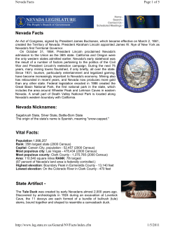 Nevada Facts Nevada Nicknames: Vital Facts: State Artifact -