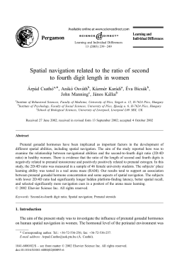 Spatial navigation related to the ratio of second to fourth digit length