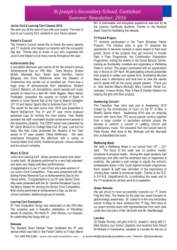 St Joseph`s Secondary School, Castlebar. Summer Newsletter, 2016
