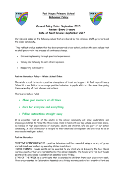 Pool Hayes Primary School Behaviour Policy &bull; Show good manners