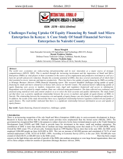 Challenges Facing Uptake Of Equity Financing By Small And Micro