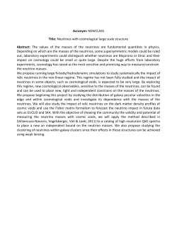 Acronym: NEWCLASS Title: Neutrinos with cosmological large scale