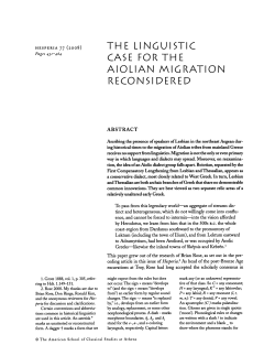 THE LINGUISTIC CASE FOR THE AIOLIAN MIGRATION