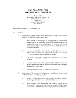 Tax Planning for Sales of real Property