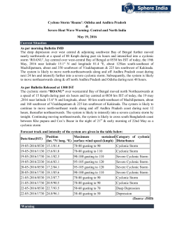 Cyclone Storm &bdquo;Roanu‟: Odisha and Andhra Pradesh