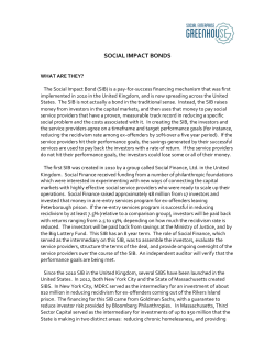 SOCIAL IMPACT BONDS - Social Enterprise Greenhouse