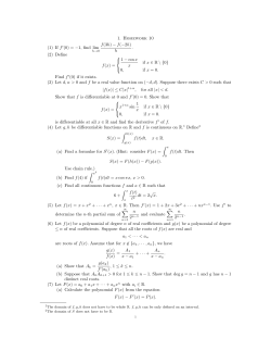 1. Homework 10 (1) If f (0) = &minus;1, find lim f(3h) &minus; f(&minus;2h) h . (2) Define f