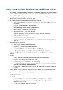Essential Elements of Authentic Montessori Practice at Wā Ora