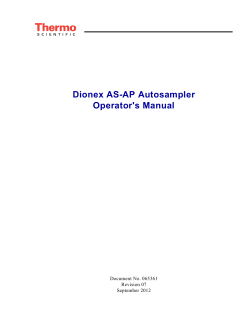 Dionex AS-AP Autosampler Operator`s Manual