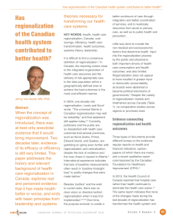 Has regionalization of the Canadian health system contributed to