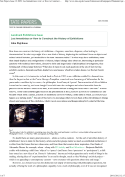 Les Immat&eacute;riaux or How to Construct the History of Exhibitions