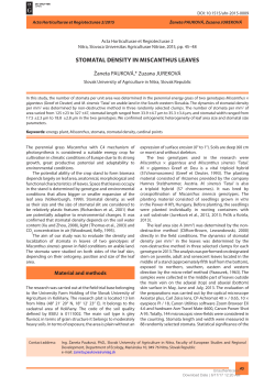 STOMATAL DenSiTy in MiSCAnTHUS LeAVeS
