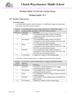 Reading-English 7-8 - Chetek-Weyerhaeuser School District
