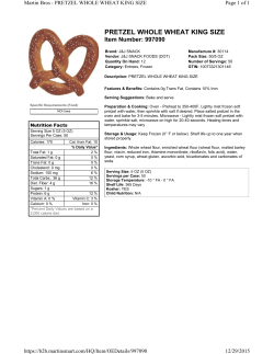 PRETZEL WHOLE WHEAT KING SIZE