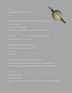 Unit 6 The 6th planet in our solar system is Saturn Ch. 5