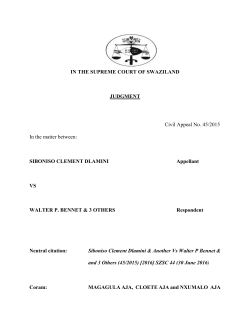 IN THE SUPREME COURT OF SWAZILAND JUDGMENT