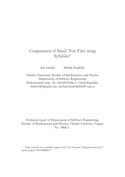 Compression of Small Text Files using Sylla les