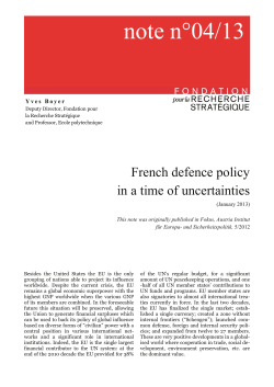 note n&deg;04/13 - Fondation pour la recherche strat&eacute;gique
