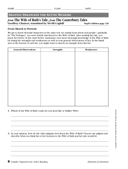 Graphic Organizer for Active Reading from The Wife of Bath`s Tale